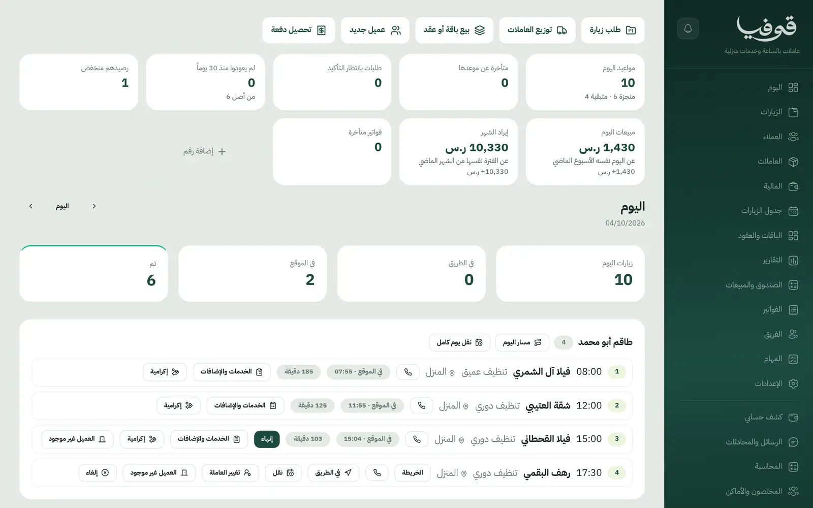 برنامج إدارة الخدمات المنزلية من الطلب إلى باب العميل