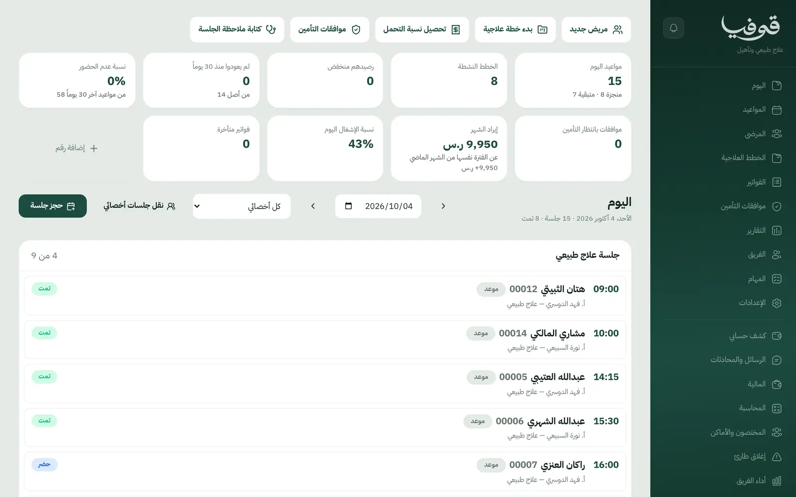 «اليوم»: الخطط النشطة ومن لم يعد منذ شهر وموافقات التأمين المنتظرة، وجلسات اليوم بأخصائيها وحالتها